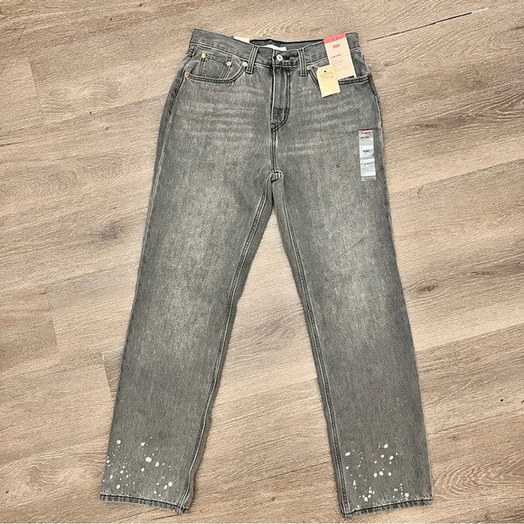 Womens Levis Lo Pro Straight Leg Acid Wash Gray Splatter Jeans size 29 - Picture 1 of 9